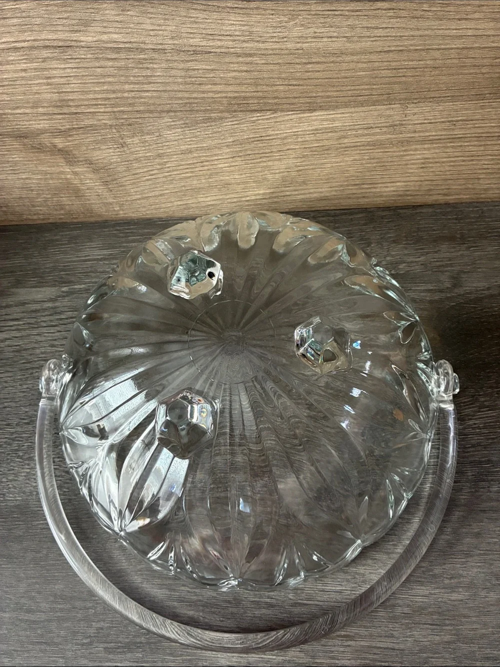 Vintage Home Interiors Glass Fruit Bowl with Lucite Handle Holiday Centerpiece
